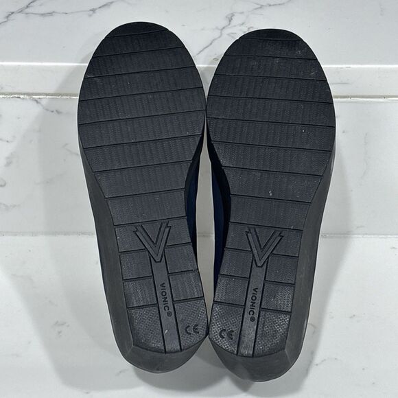 Vionic Serano Wedge Pump Womens 9.5 Blue Black Nubuck Leather Minimalist - Picture 10 of 11